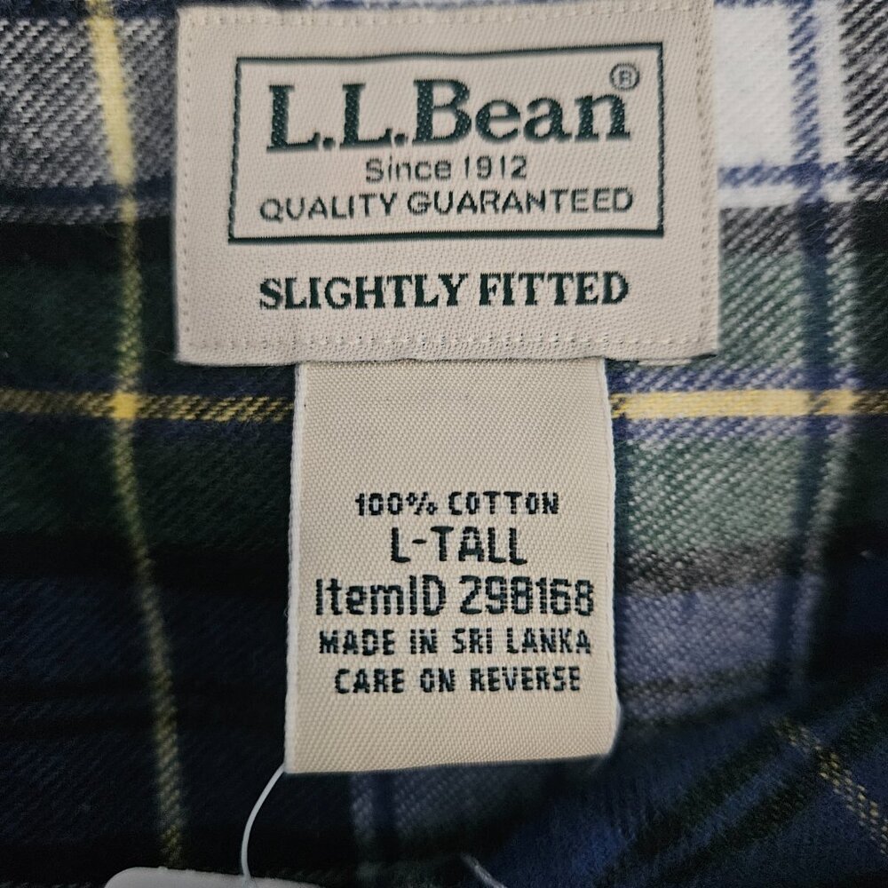 LL Bean Large Tall Plaid Flannel Button Down Shirt NWT - Picture 4 of 5